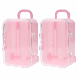 2X Pink Mini Roller Travel Suitcase Candy Box Personality Wedding Candy Box Luggage Trolley Case Candy Toy