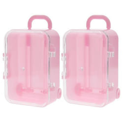 2X Pink Mini Roller Travel Suitcase Candy Box Personality Wedding Candy Box Luggage Trolley Case Candy Toy