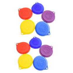 4 Pcs Reusable Can Tin Food Covers with Print Pet Cans Plastic Lid Caps-Random Color