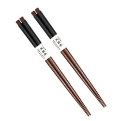 2 Pairs Japanese Natural Wood Chopsticks Value Pack Cooking Tableware Black