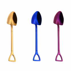 2X Gold Stainless Steel 304 Small Shovel Spoon Design Gold-Plated Tableware Coffee Spoon Ice Cream Soup Spoon
