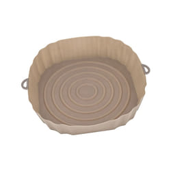 20Cm Air Fryers Oven Baking Tray Fried Chicken Basket Mat AirFryer Silicone Pot Round Replacemen Grill Pan Brown