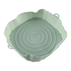 20Cm Air Fryers Oven Baking Tray Fried Chicken Basket Mat AirFryer Silicone Pot Round Replacemen Grill Pan Green