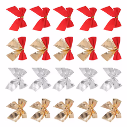 48 Pieces Christmas Ribbon Bows Ornaments Xmas Tree Bowknot Decoration Presents Wrapping Craft Supplies