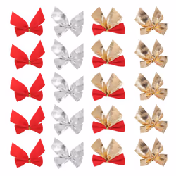 48 Pieces Christmas Ribbon Bows Ornaments Xmas Tree Bowknot Decoration Presents Wrapping Craft Supplies
