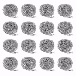 16 PCS Stainless Steel Sponges Scrubbers, Utensil Scrubber Scouring Pads Ball for Removing Rust Dirty Cookware Cleaner