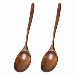 Vintage Chinese Style Handcrafted Wooden Soup Spoon 2, for Dinner, Salad Desserts, Snacks, Rice, Soup, Fruit
