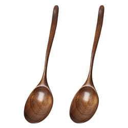 Vintage Chinese Style Handcrafted Wooden Soup Spoon 2, for Dinner, Salad Desserts, Snacks, Rice, Soup, Fruit