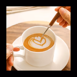 Coffee Art Pen, Coffee Fancy Art Needle Barista Tool, Wood Handle Stainless Decorating Coffee Art Needle