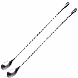 Mixing Spoon Stainless Steel Set of 2 Professional Cocktail Bar Tool  Japanese Style Teardrop End Design