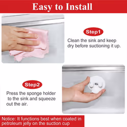 Sponge Holder,Sink W/Suction Cup Installation, Sponge Organizer for Kitchen/ Bathroom Sink, Self Draining