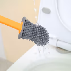 Toilet Brush Shell Shape Household Silicone Toilet Cleaning Brush Tool Long Handle Home Bathroom Blue-green