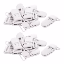 20Pcs Baby Kids T-Shape Plastic Clips Soother Dummy Style Badge Holder White