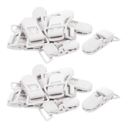 20Pcs Baby Kids T-Shape Plastic Clips Soother Dummy Style Badge Holder White