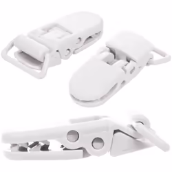 20Pcs Baby Kids T-Shape Plastic Clips Soother Dummy Style Badge Holder White
