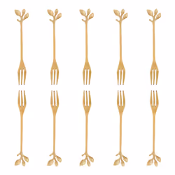 10 Pcs Stainless Steel Leaf Cake Fruit Forks Set Tasting Dessert Forks Kitchen Accessory Wedding Party Golden