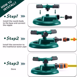 Garden Sprinkler, Adjustable Rotating Lawn Sprinkler 3 Arm Rotating Sprinkler,Automatic Water Sprinkler