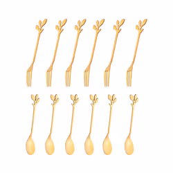 12 Packs of Stainless Steel Fork and Spoon Set, Ice Cream Tea Coffee Spoon Tableware Kitchen Tableware