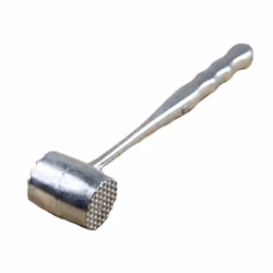 Silver Two Sides Aluminum Round Meat Hammer Mallet Tenderizer Beef Pork Chicken Beater Length 20.5cm Diameter 3.5cm