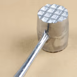 Silver Two Sides Aluminum Round Meat Hammer Mallet Tenderizer Beef Pork Chicken Beater Length 20.5cm Diameter 3.5cm
