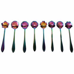 8 Flower Spoon Set, 410 Stainless Steel Reusable Tea Spoon, Stirring Spoon, Coffee Spoon Tea Tableware