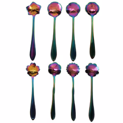 8 Flower Spoon Set, 410 Stainless Steel Reusable Tea Spoon, Stirring Spoon, Coffee Spoon Tea Tableware