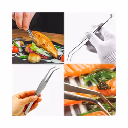 Stainless Steel Precision Kitchen Culinary Tweezer Tongs Long