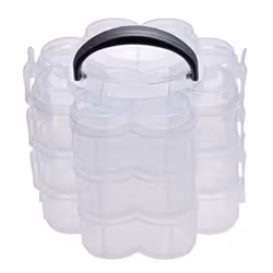 3-Tier Clear Plastic Stackable Organiser Storage Hobby Craft Box Container Jewellery Case - Clear