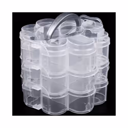 3-Tier Clear Plastic Stackable Organiser Storage Hobby Craft Box Container Jewellery Case - Clear