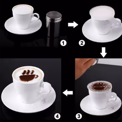 Stainless Steel Cafe Foam Spray Template Barista Stencils Decoration Tool Garland Mold Coffee Printing Flower Model