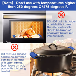 Thickened Silicone Pan Handle Cover Insulation Cover Pan Ear Clip Cast Iron Pan Frying Pan Wok Handle Holder,Blue,4PCS