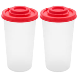 2 Salt and Pepper Shakers Moisture Proof ,Salt Shaker with Red Covers Lids Plastic Airtight Spice Jar Dispenser