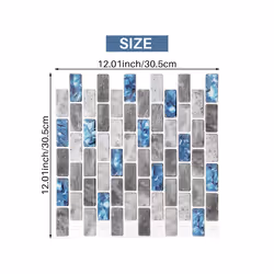 Vivid Tiles Blue Peel and Stick Tiles 3D Brick Effect Waterproof Kitchen Backsplash Decor Self Adhesive Wallpaper