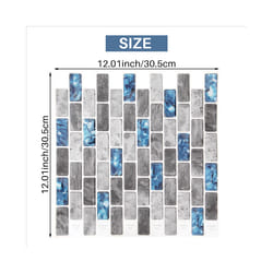 Vivid Tiles Blue Peel and Stick Tiles 3D Brick Effect Waterproof Kitchen Backsplash Decor Self Adhesive Wallpaper