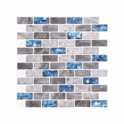Vivid Tiles Blue Peel and Stick Tiles 3D Brick Effect Waterproof Kitchen Backsplash Decor Self Adhesive Wallpaper