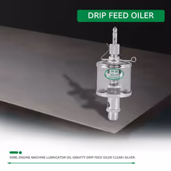 50mL Engine Machine Lubricator Oil Gravity Drip Feed Oiler Clear+Silver