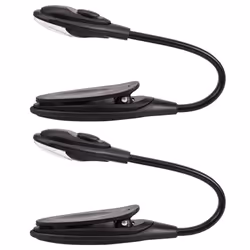 2X Mini Flexible Clip-on Bright Booklight LED Travel Book Reading Lamp White Light Book Holder Small Table Lamp Black