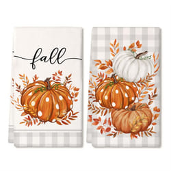 2PCS Fall Kitchen Towels Set of 2, Autumn Dish Towel Drying Dishcloth