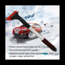 Extendable Ice Scraper Snow Brush Detachable Snow Removal Tool with Foam Handle 360 Pivoting Brush Head Snow Scraper B