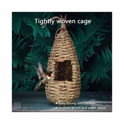 Garden Handing Birds Nest Box Breeding Nest Grass Hand Woven for Outdoors Hanging