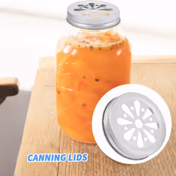 16Pcs Regular Mouth Can Jar Lid Rust Proof Daisy Cut with Straw Hole Hollow Flower Cover for Ball,Canning Jars,Etc