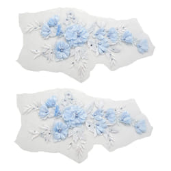 2X Beaded Hot Drilling Lace Bridal Beaded Flowers Embroidery Patches for Clothing Wedding Dress Iron on Sewing Applique