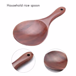 2X Teak Wood Spoon Natural Solid Wood Rice Spoon Wooden Rice Paddle Serving Spoon Wooden Kitchen Utensils