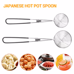 3-Piece Round Hot Pot Strainer-Stainless Steel Asian -- Spider Skimming Spoon Set, Mesh Spoon