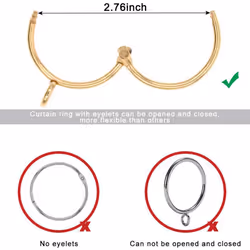 20 Pcs Openable Gold Curtain Rings Open and Metal Rustproof Drapery with for Hook Pins