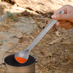 1Pcs Titanium Spoon 21.5Cm X 3.9Cm Camping Spoon Outdoor Tableware Long-Handled Titanium Spoon