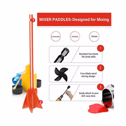 4Pcs Epoxy Mixing Stick Paint Stirring Rod Cement Paint Mixer Attachment with Drill Chuck for Oil Paint