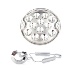 1 Stainless Steel Snail Mushroom Escargot Plate with 12 Compartments Grilled Snail Tool 12 Grilled Conch Tray