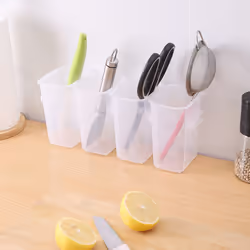 Fridge Food Sort Storage Box Plastic Multi-Use Kitchen Chopstickes Utensils Holder Bathroom Organizer 4Pcs White