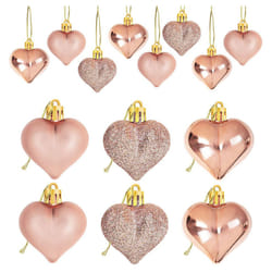 24Pcs Gold 's Day Heart Shaped Ornaments Heart Shaped Baubles Ornaments Tree Hanging Decorations